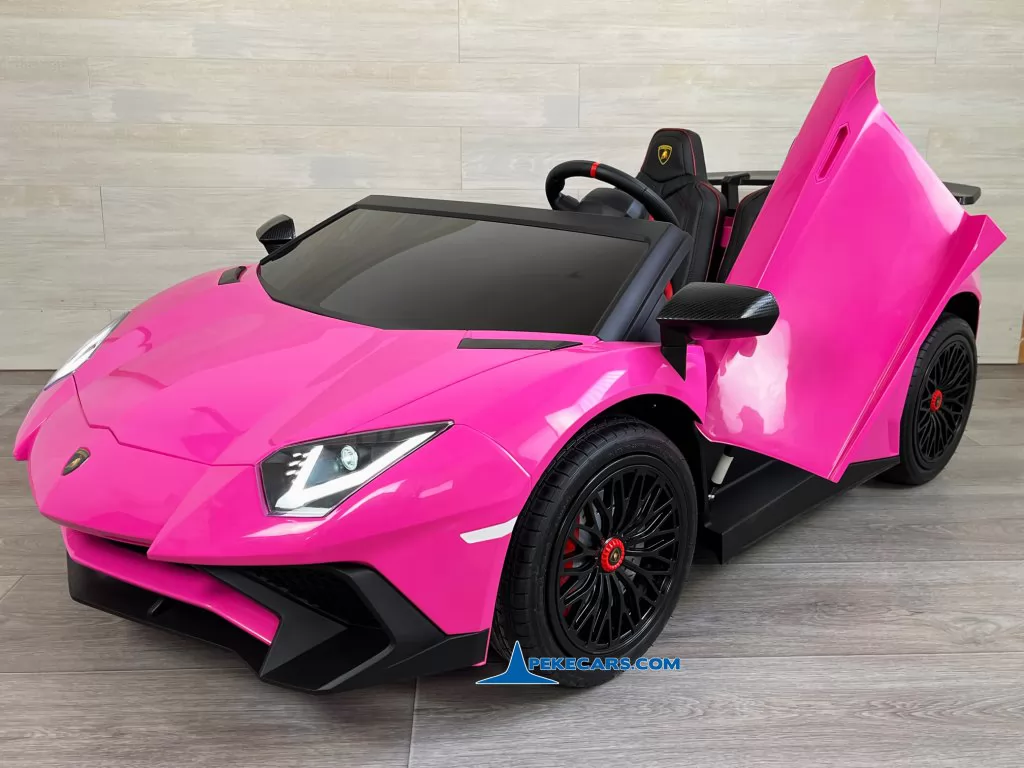 coches electricos niños lamborghini aventador sv 24v rosa puertas abiertas