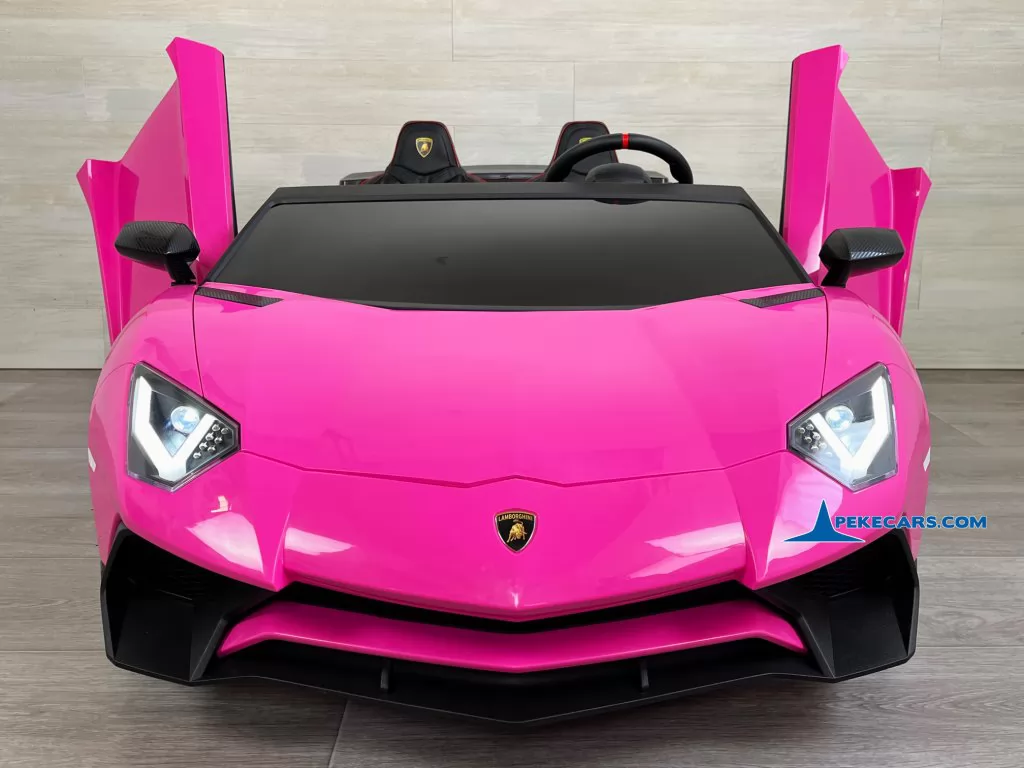 coches para niños lamborghini aventador sv 24v rosa frontal puertas abiertas