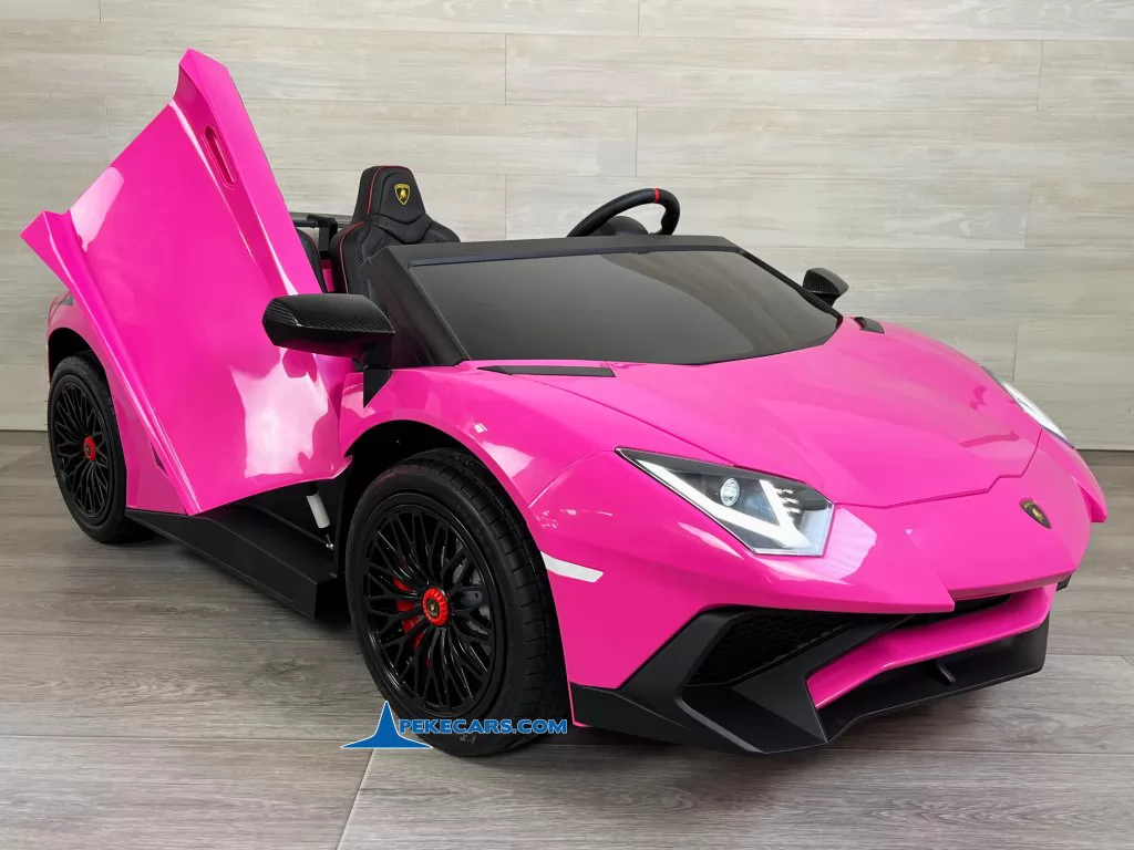 lamborghini aventador sv 24v rosa coche electrico niños derecha puertas abiertas