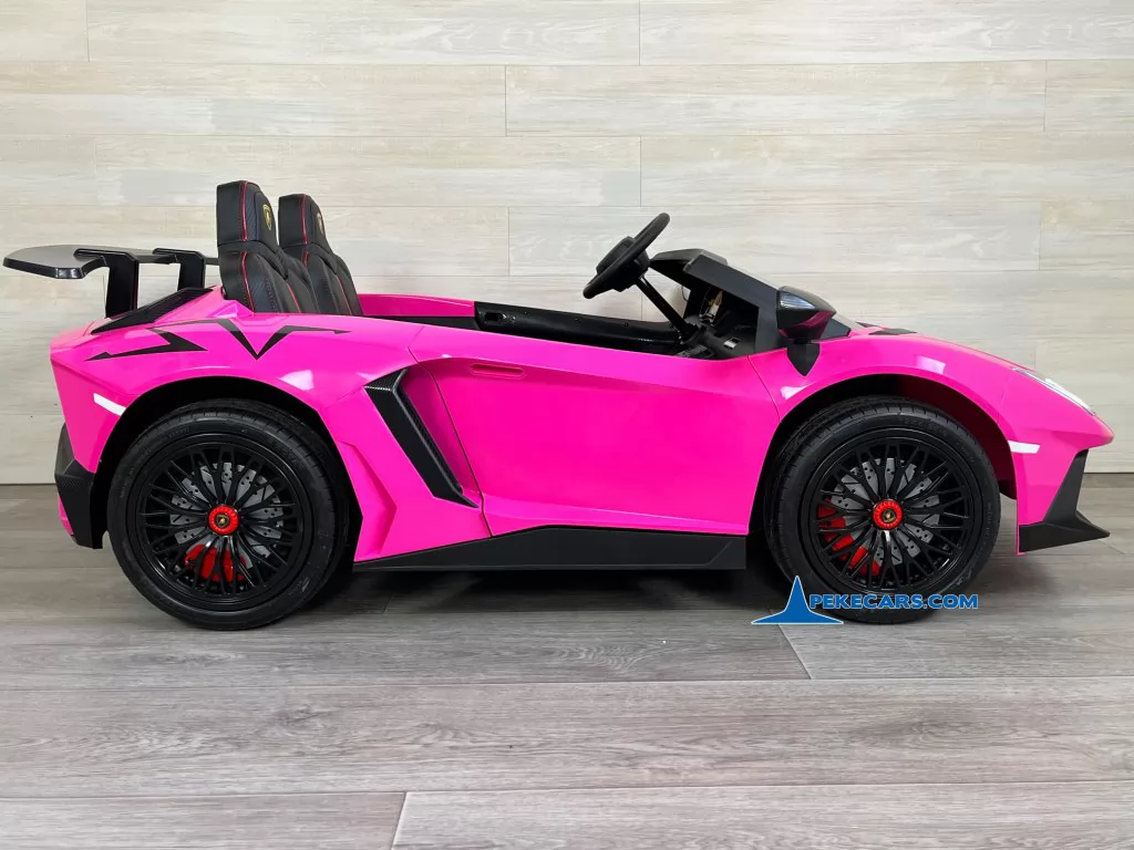 lamborghini aventador sv 24v rosa coches electricos niños detalle derecha