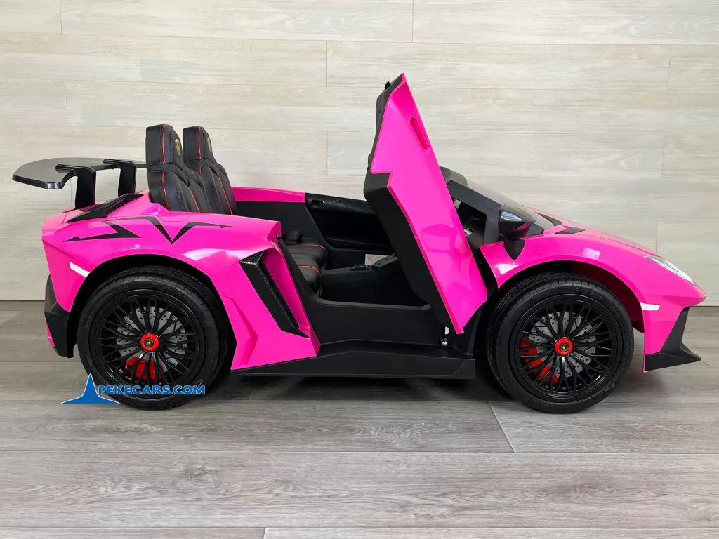 lamborghini aventador sv 24v rosa coches electricos para niños detalle derecha puerta