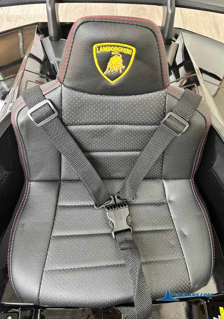 Lamborghini huracan negro 12v asiento polipiel con cinturon