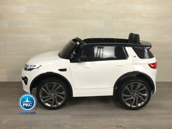 Coche eléctrico para niños Land Rover Discovery 12V MP4 blanco vista lateral izquierdo