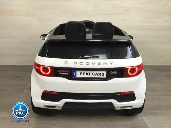 Coche eléctrico para niños Land Rover Discovery 12V MP4 blanco vista trasera