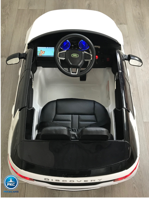 Coche eléctrico para niños Land Rover Discovery 12V MP4 blanco vista desde arriba
