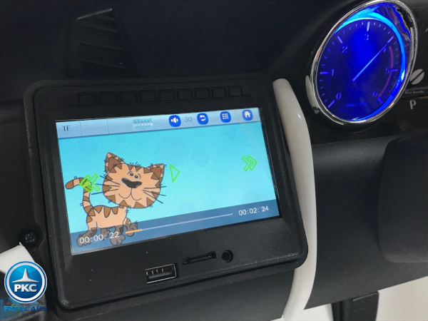 Coche eléctrico para niños Land Rover Discovery 12V MP4 blanco vista pantalla mp4