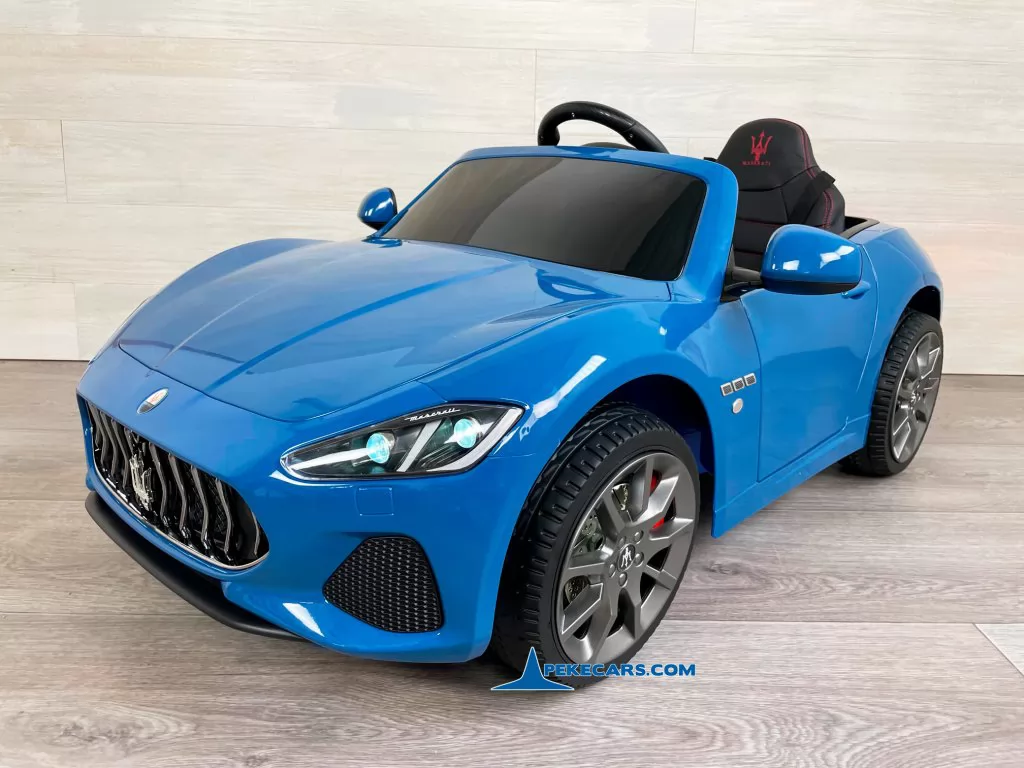 coche electrico niños maserati gc sport azul metalizado vista frente lado