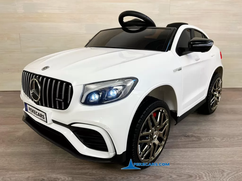 coche electrico niños mercedes glc 63s mp4 blanco vista frontal lado