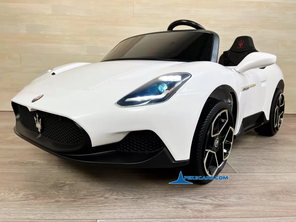 coche electrico niños maserati mc20 2 plazas blanco vista frontal lado