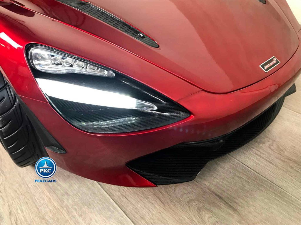 McLaren para niños 720S 12V con MP4 Rojo Pintado vista faro delantero