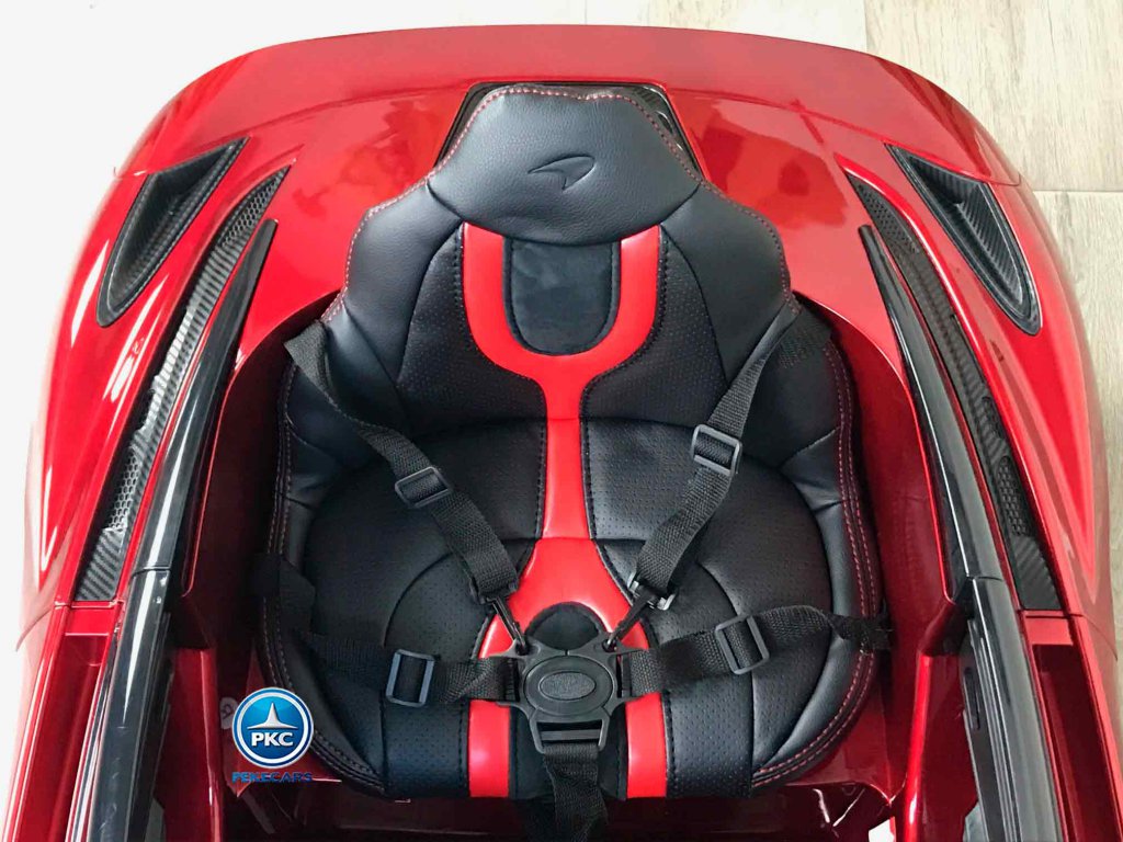 McLaren para niños 720S 12V con MP4 Rojo Pintado vista asiento