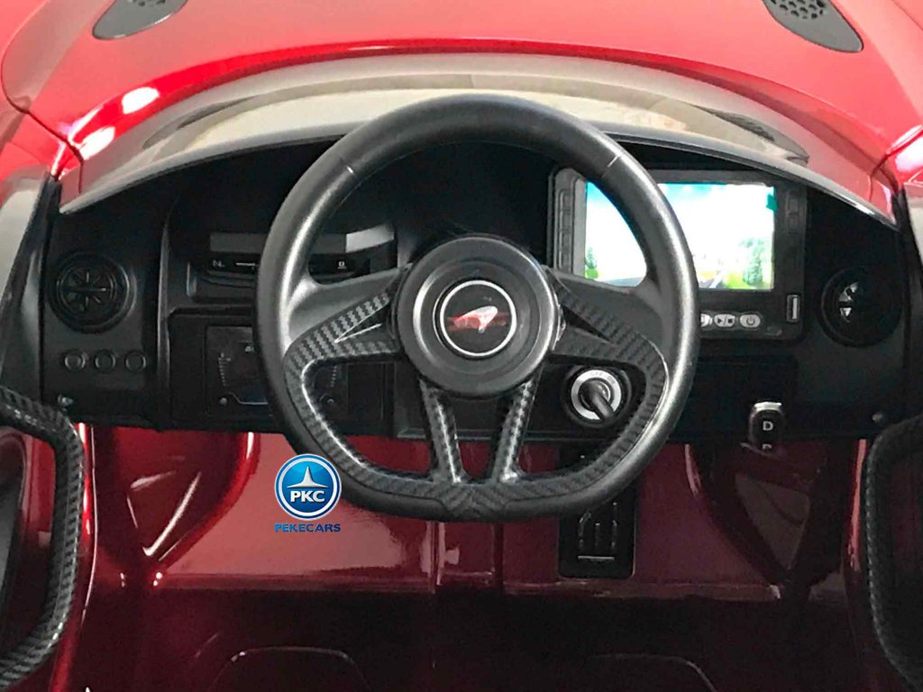 McLaren para niños 720S 12V con MP4 Rojo Pintado vista volante