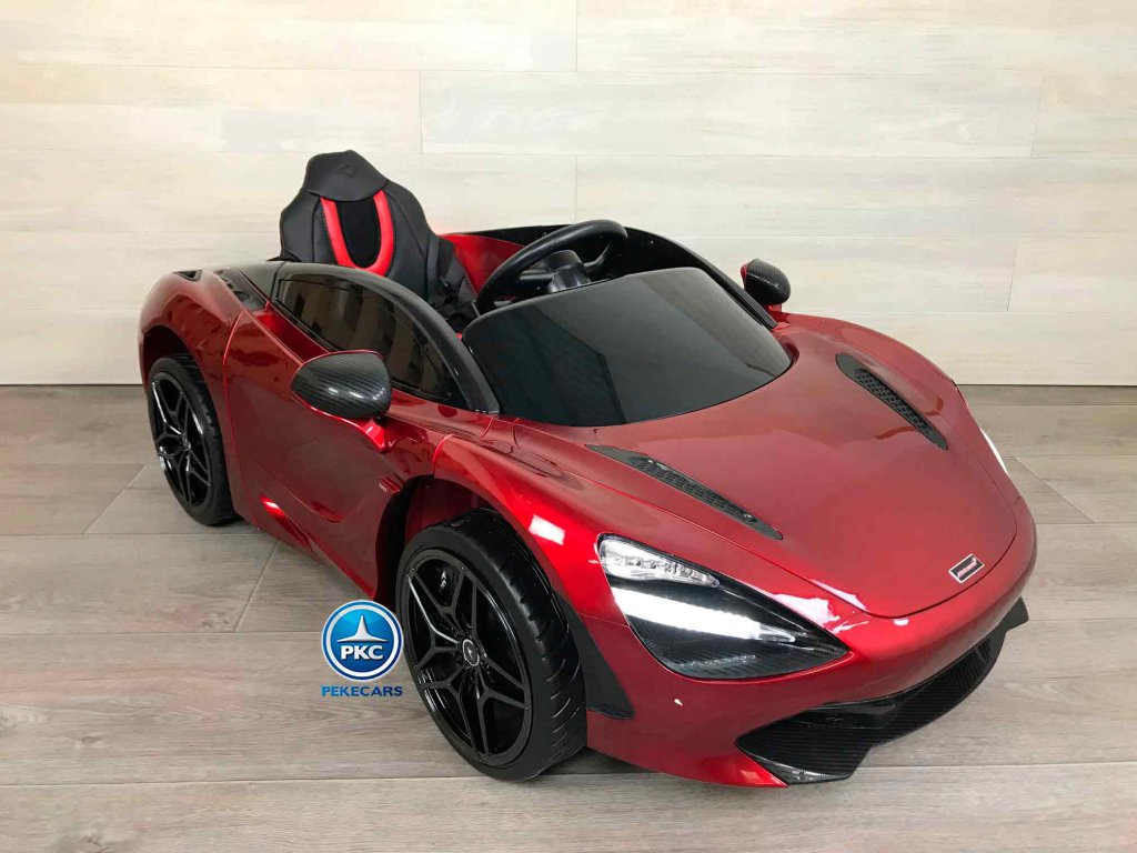 McLaren para niños 720S 12V con MP4 Rojo Pintado vista de lado