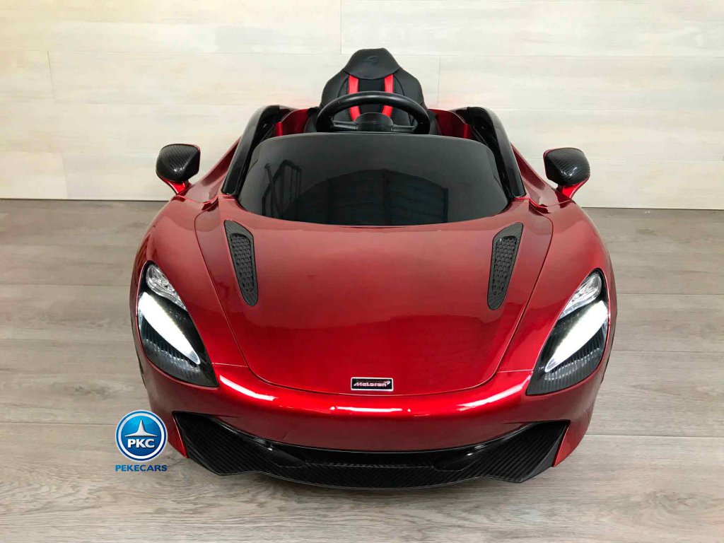 McLaren para niños 720S 12V con MP4 Rojo Pintado vista frontal