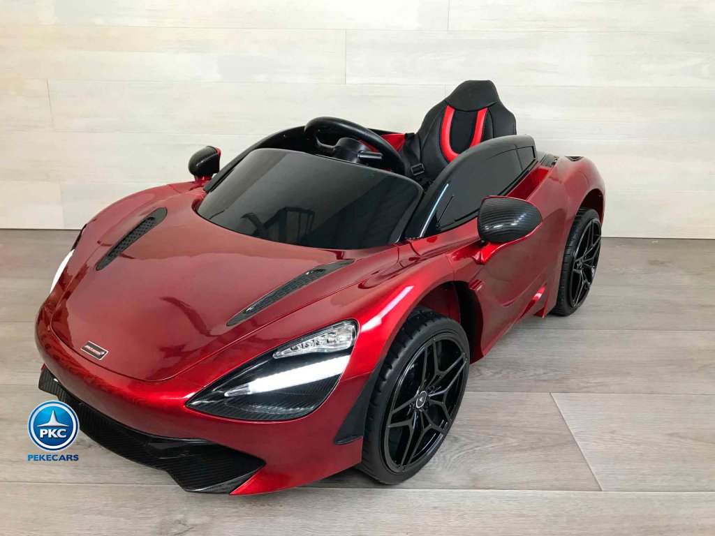 McLaren para niños 720S 12V con MP4 Rojo Pintado vista de lado
