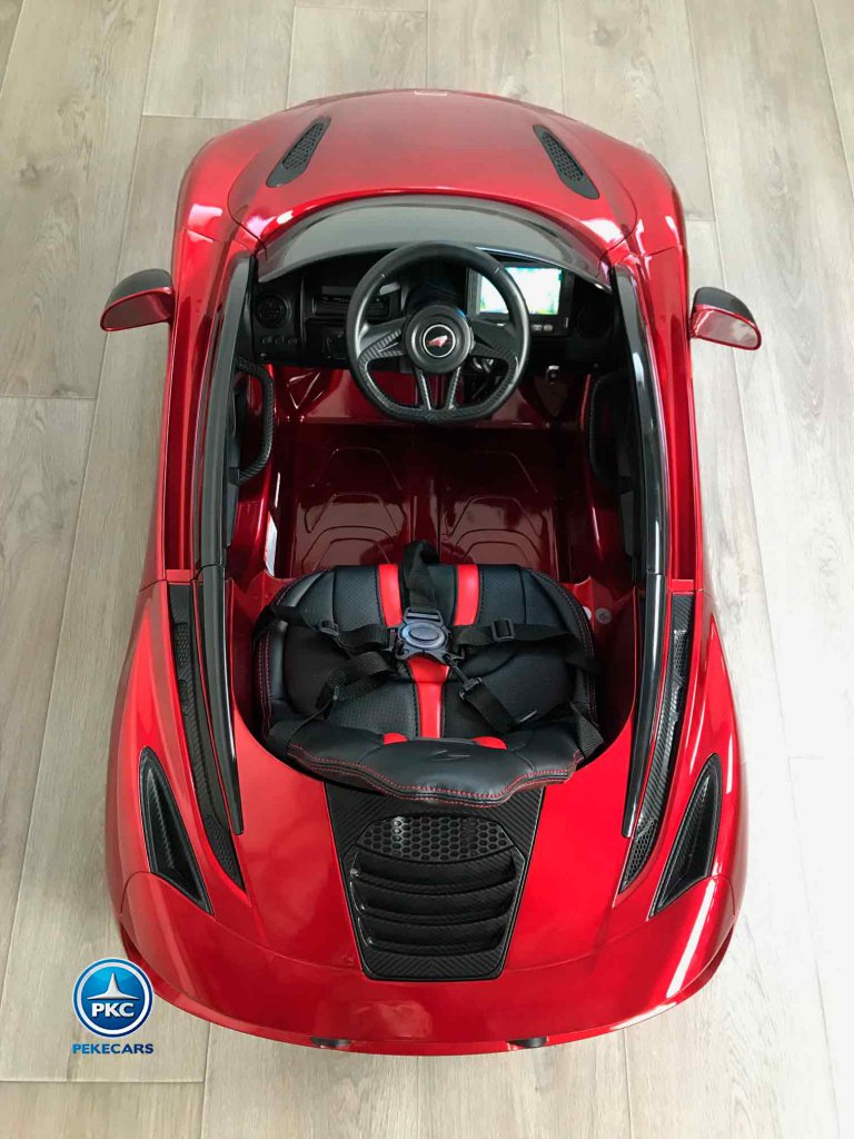 McLaren para niños 720S 12V con MP4 Rojo Pintado vista desde arriba
