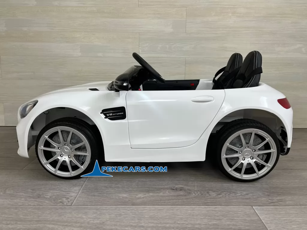 Coche electrico para niños Mercedes GT 12V Blanco 2 Plazas lateral