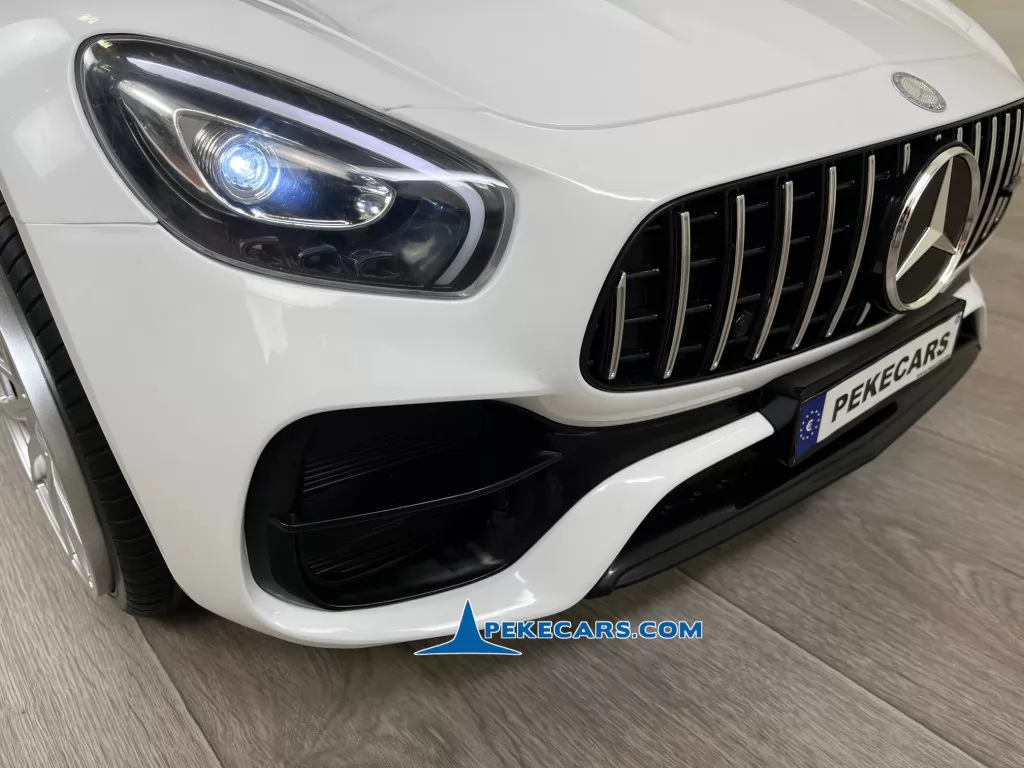 Coche electrico para niños Mercedes GT 12V Blanco 2 Plazas luces frontales