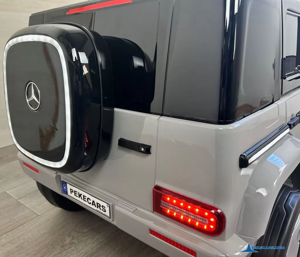 Mercedes benz EQG Gris metalizado coche electricos para niños luces traseras