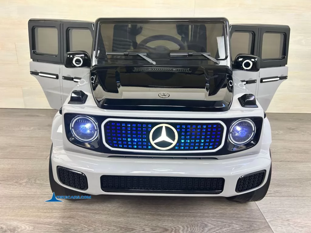 Mercedes benz EQG Gris metalizado coche electricos para niños puertas abiertas