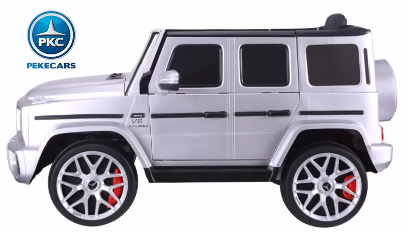 Todoterreno electrico para niños Mercedes G63 Plateado vista lateral