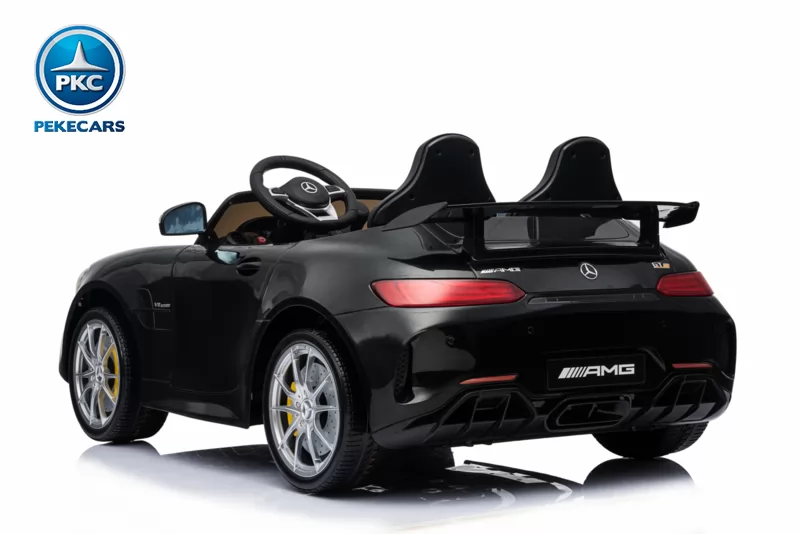 Coche eléctrico para niños Mercedes GTR 2 plazas Negro metalizado vista 3/4 trasera izqueirda