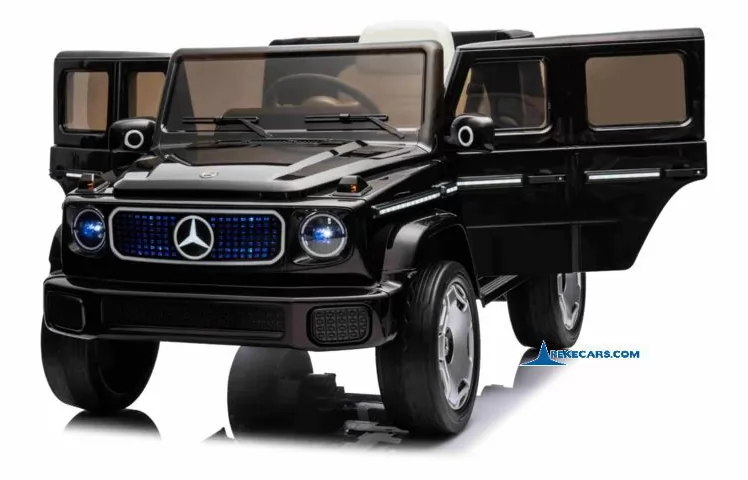 Mercedes benz EQG negro metalizado coche electricos para niños puertas abiertas