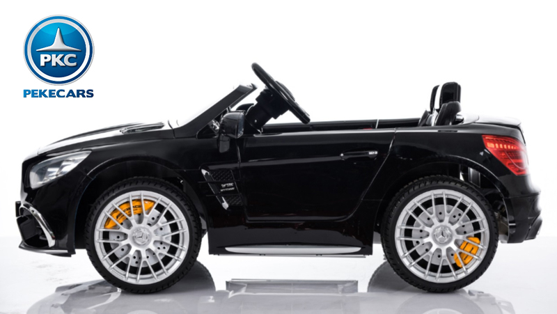 Coche eléctrico para niños Mercedes SL65 con MP4 Negro metalizado vista lateral
