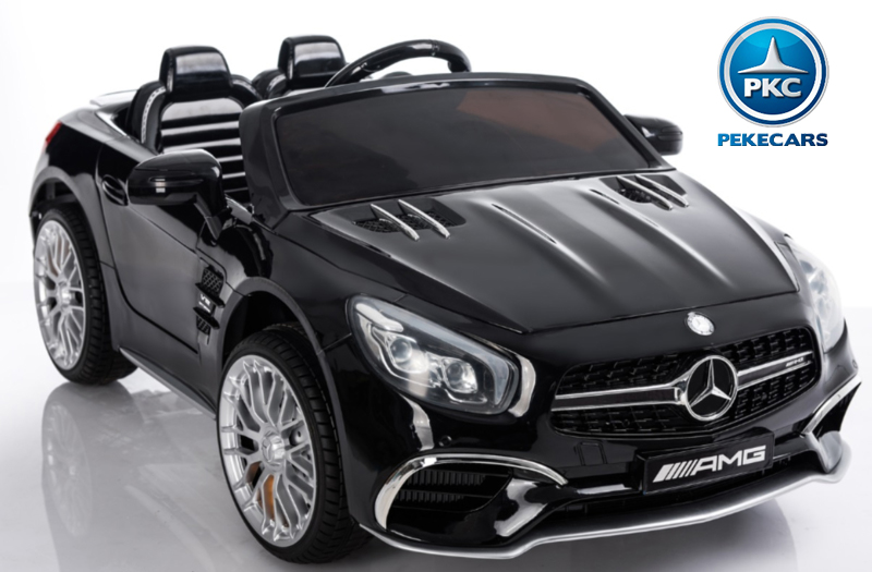 Coche el'ectrico para niños Mercedes SL65 con MP4 Negro metalizado vista 3/4