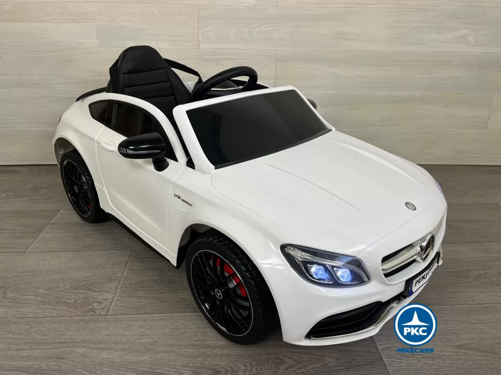 Coche electrico para niños Mercedes C63 Blanco perspectiva