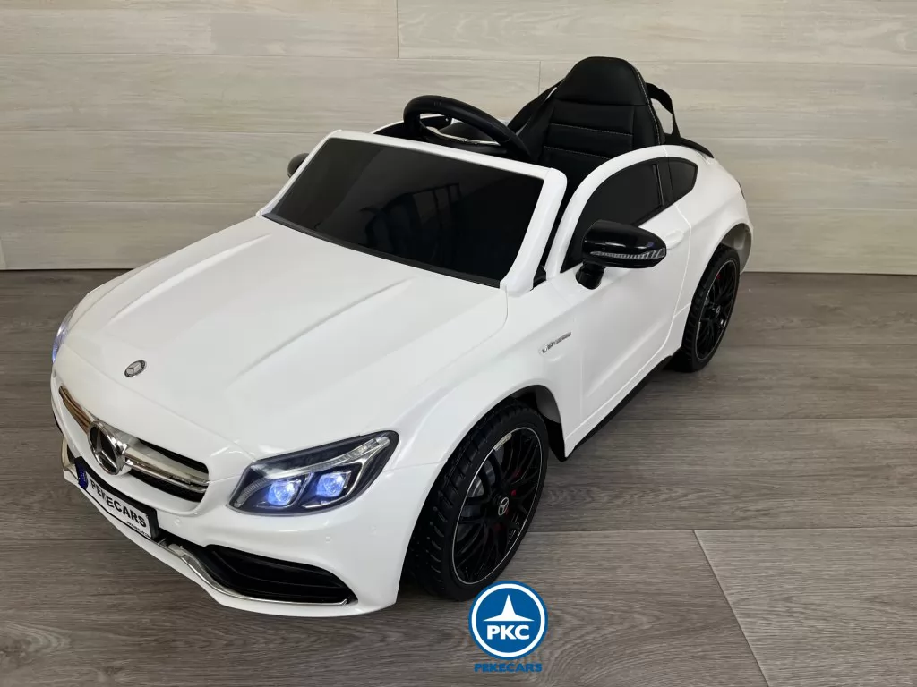 Coche electrico para niños Mercedes C63 Blanco con mando parental