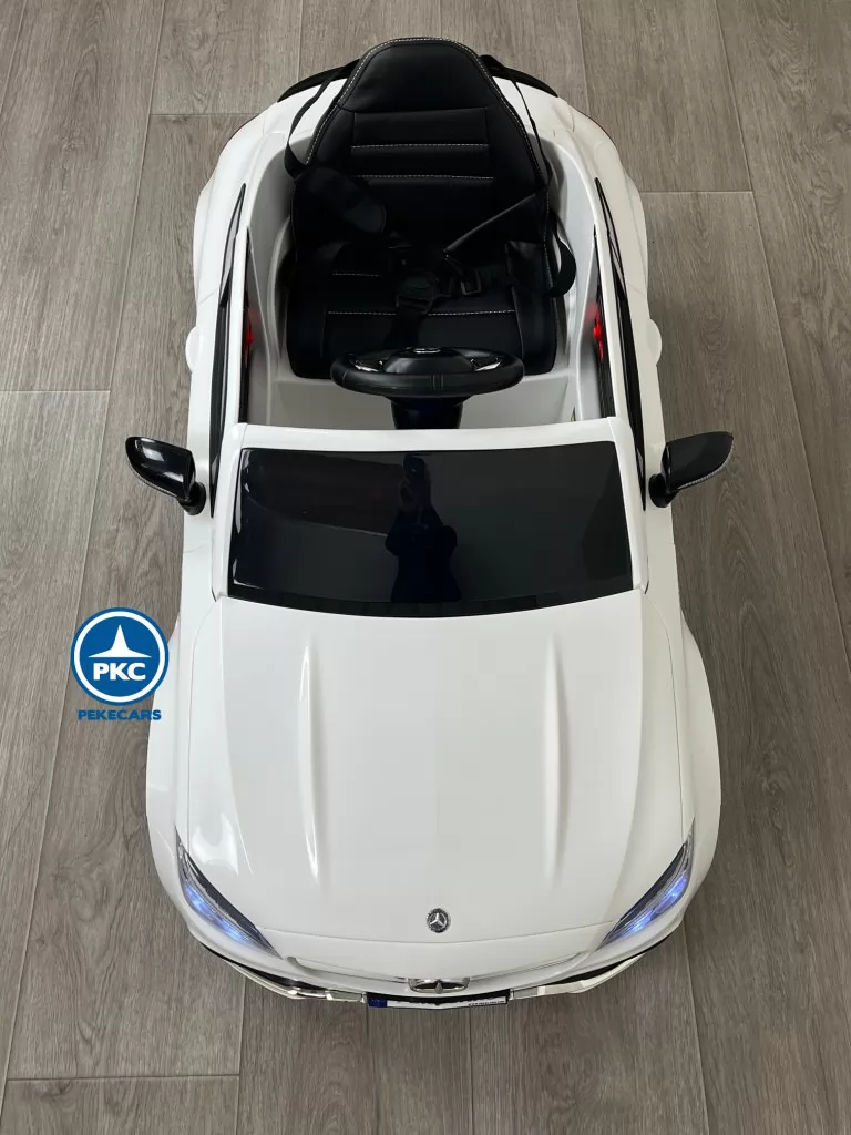 Coche electrico para niños Mercedes C63 Blanco vista aerea