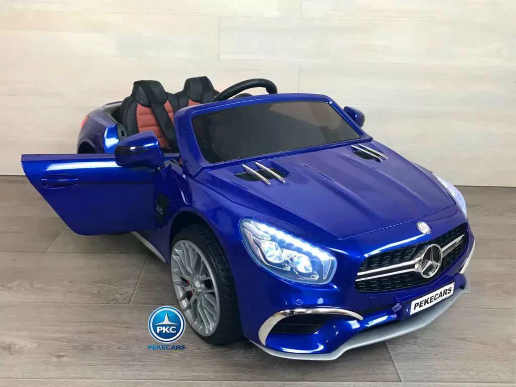 Coche electrico para niños Mercedes SL65 con MP4 Azul Metalizado lateral