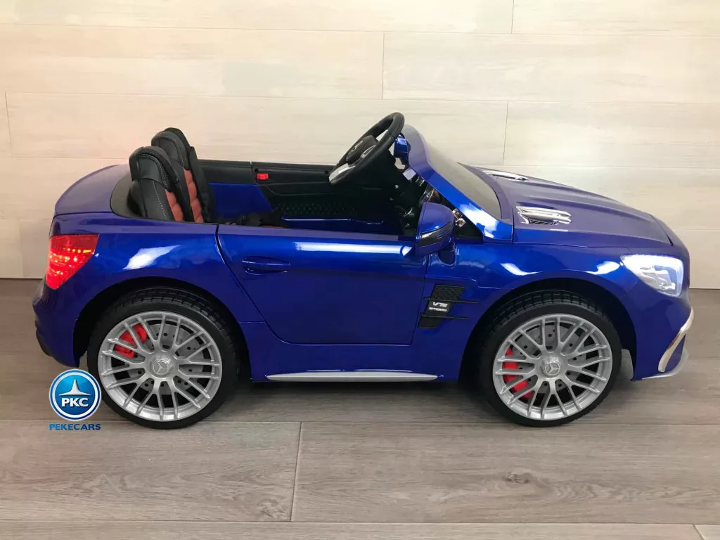 Coche electrico para niños Mercedes SL65 con MP4 Azul Metalizado trasera