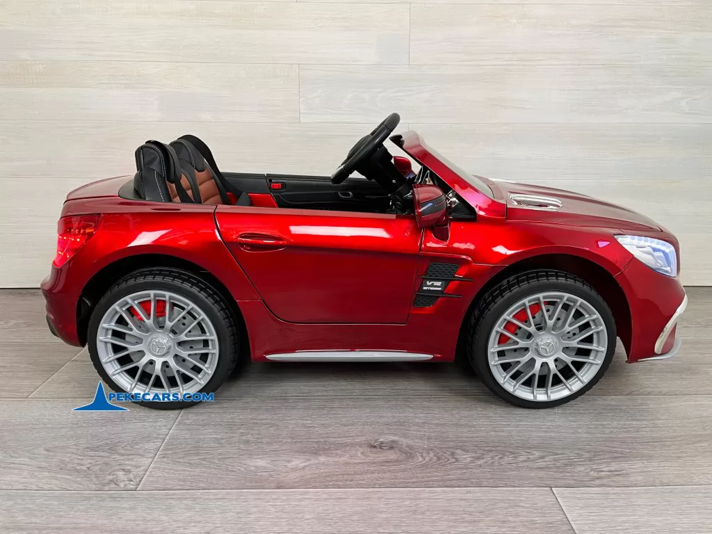 mercedes sl65 mp4 rojo metalizado coches electricos niños vista detalle izquierda