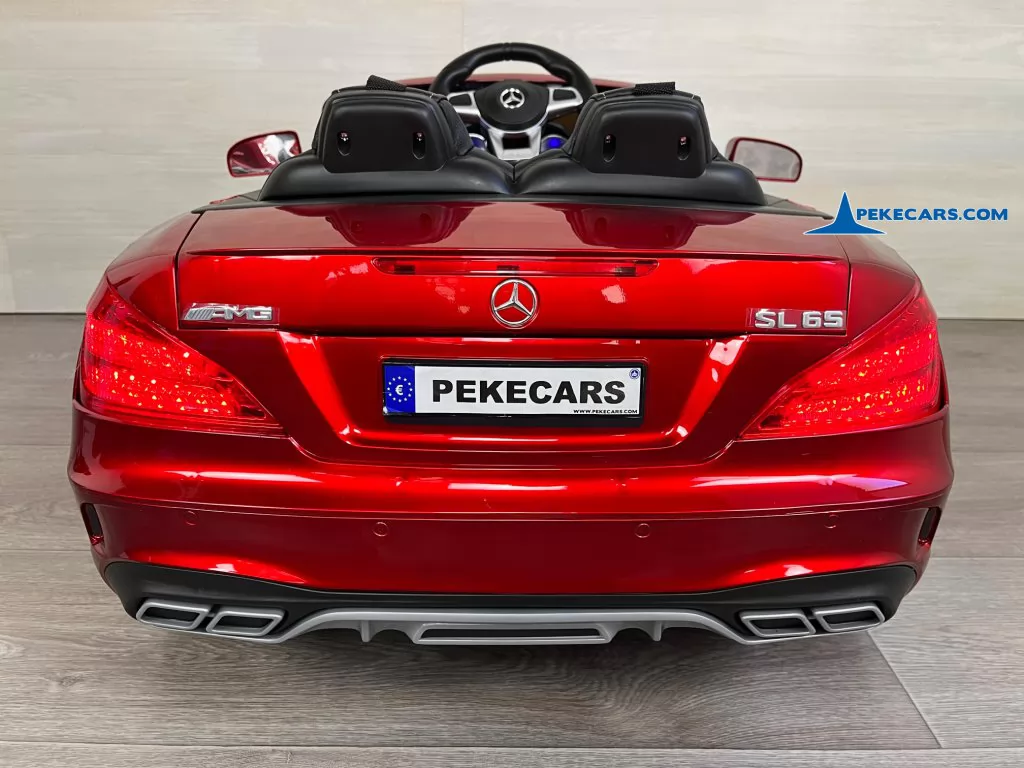 mercedes sl65 mp4 rojo metalizado coches electricos para niños vista trasera