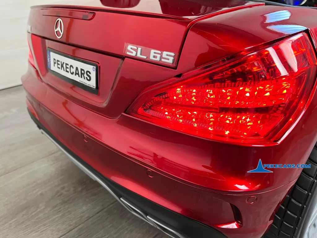 coches electricos niños mercedes sl65 mp4 rojo metalizado luces traseras
