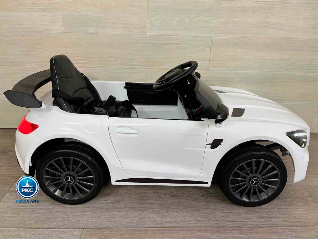 Coche electrico para niños Mercedes GTR 12V Blanco vista lateral