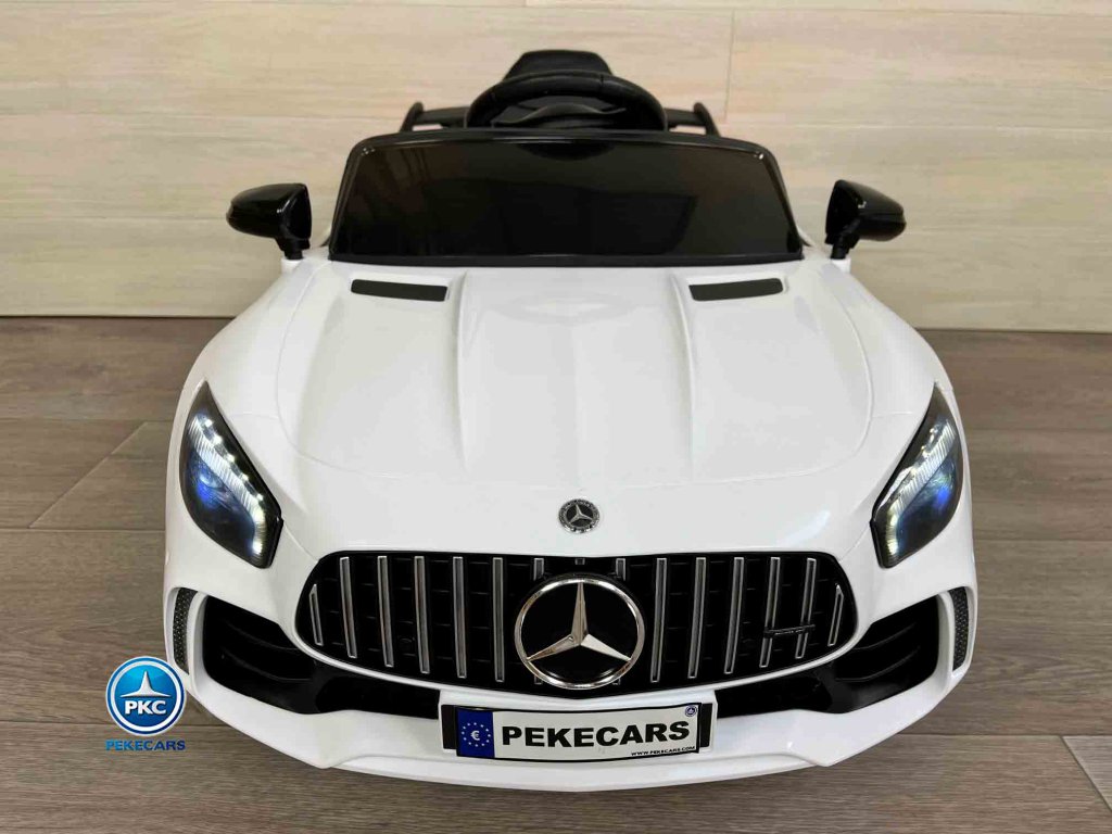 Coche electrico para niños Mercedes GTR 12V Blanco vista de frente