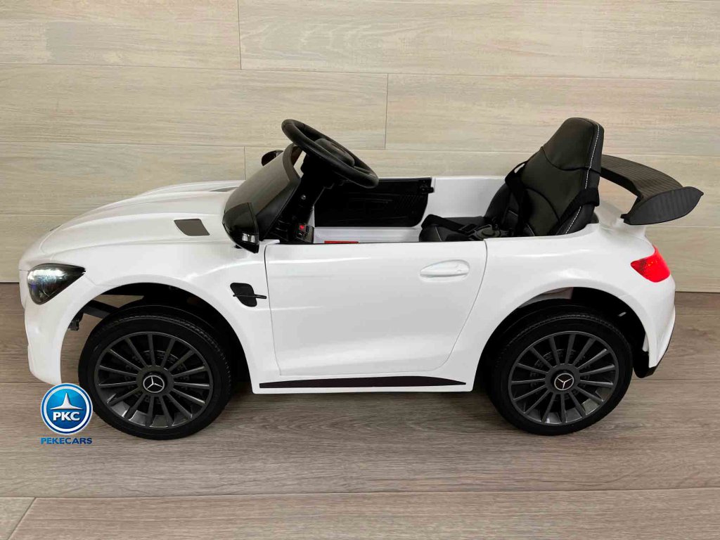 Coche electrico para niños Mercedes GTR 12V Blanco vista lateral