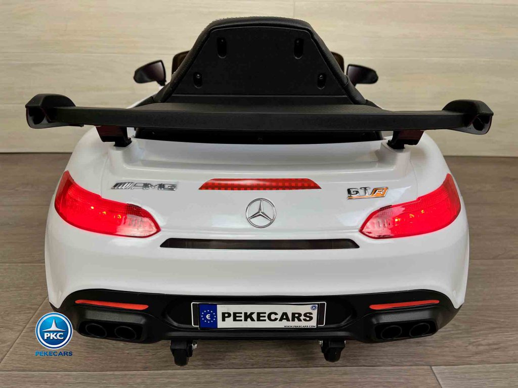 Coche electrico para niños Mercedes GTR 12V Blanco vista trasera