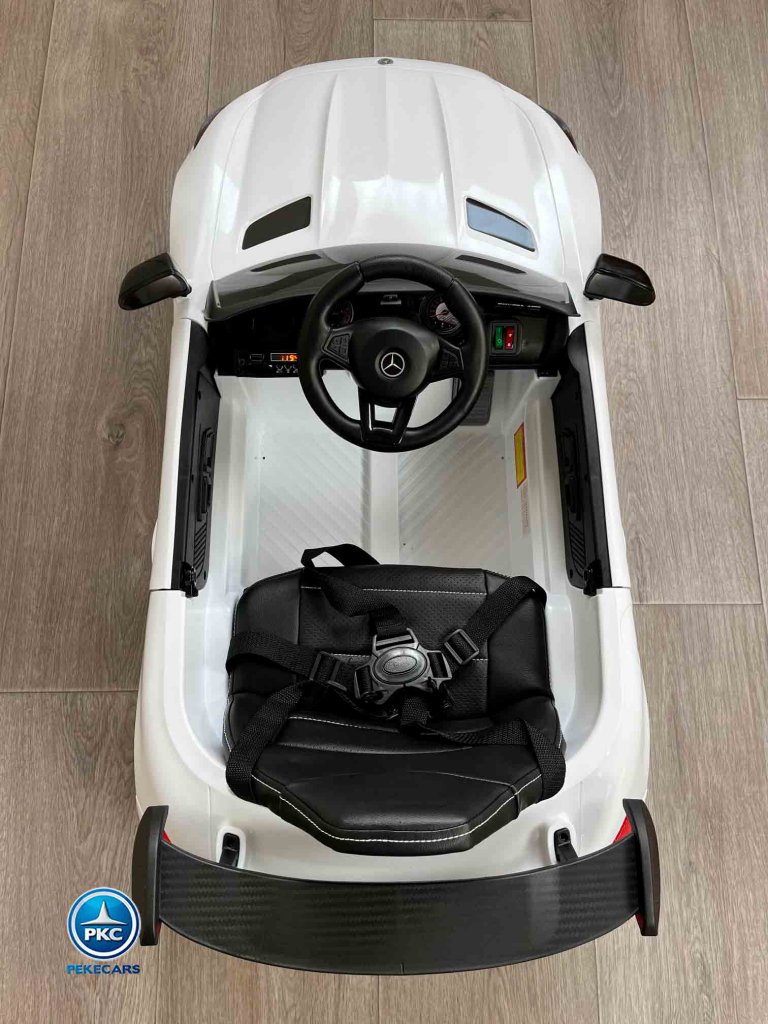 Coche electrico para niños Mercedes GTR 12V Blanco vista desde arriba