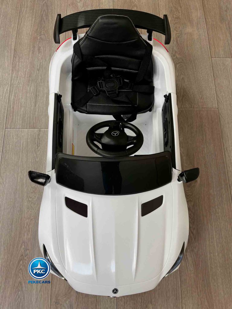 Coche electrico para niños Mercedes GTR 12V Blanco vista desde arriba