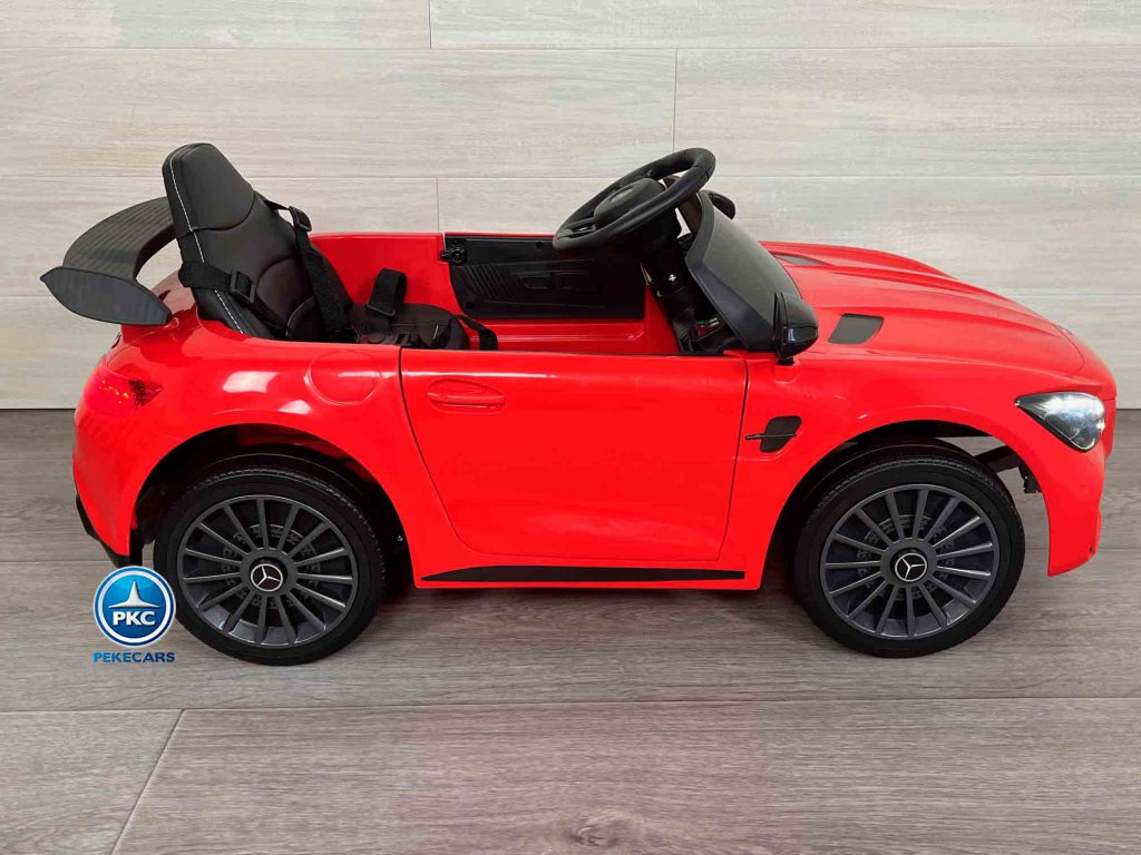 Coche electrico para niños Mercedes GTR 12V rojo vista lateral