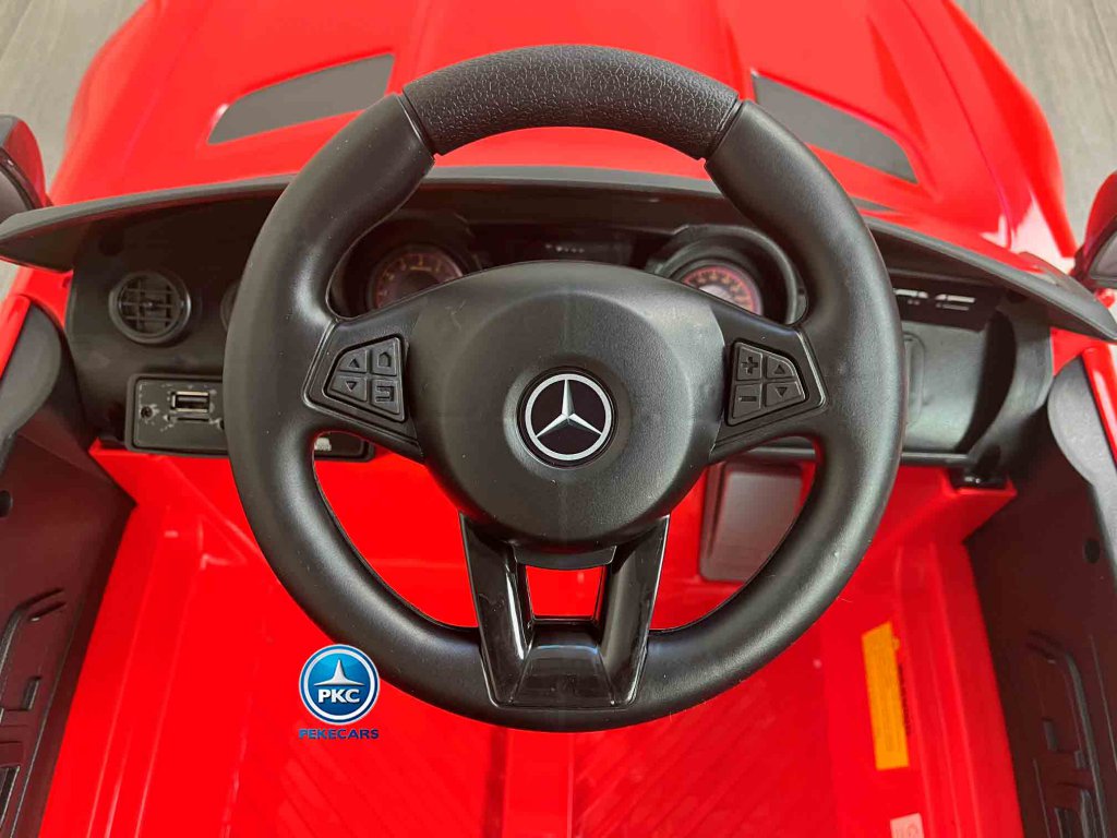 Coche electrico para niños Mercedes GTR 12V rojo vista volante