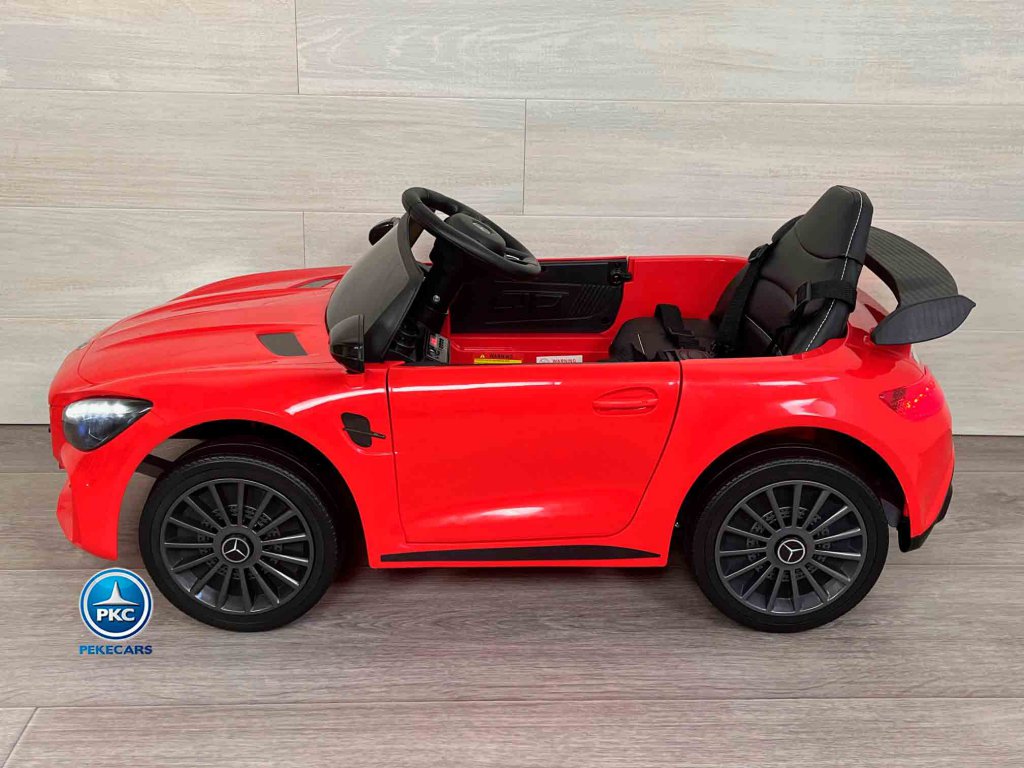 Coche electrico para niños Mercedes GTR 12V rojo vista lateral