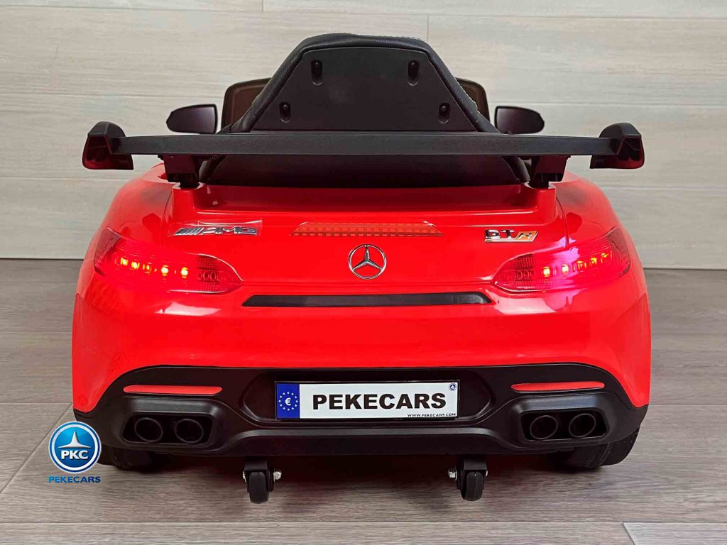 Coche electrico para niños Mercedes GTR 12V rojo vista trasera