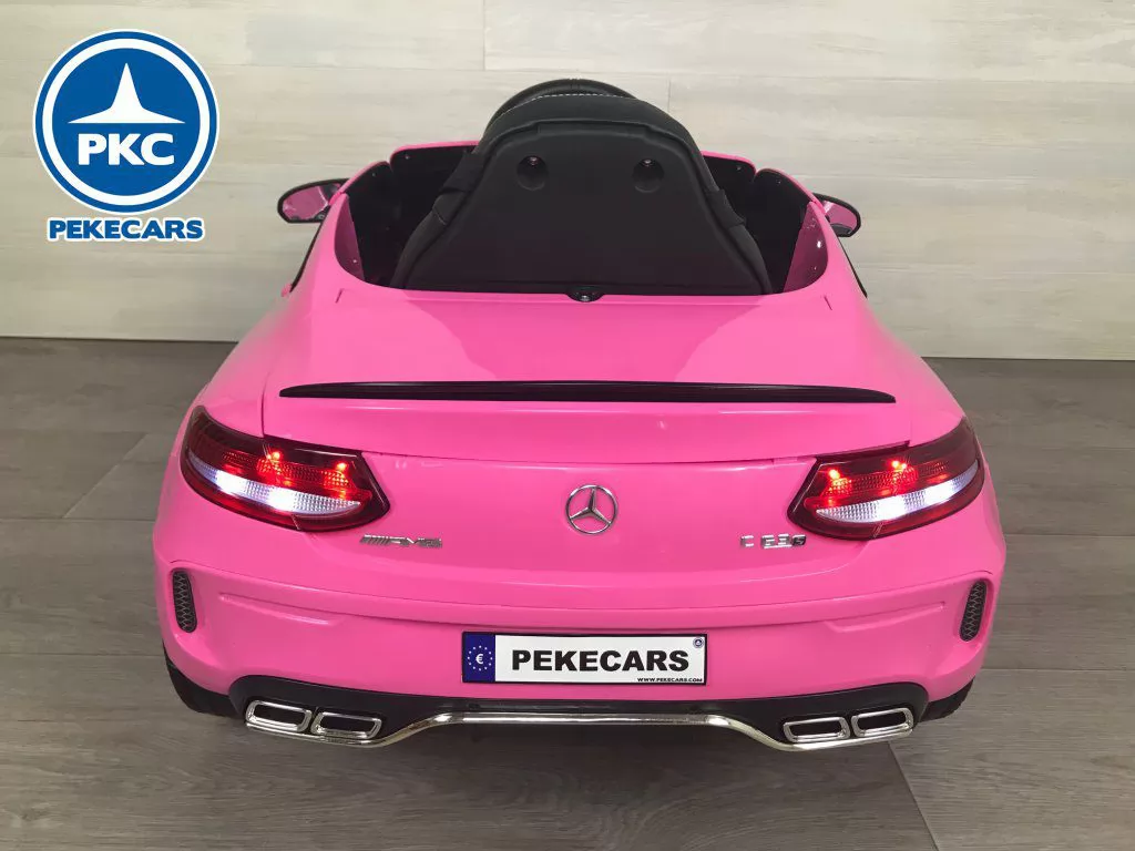 Coche eléctrico para niños Mercedes C63 Rosa vista trasera