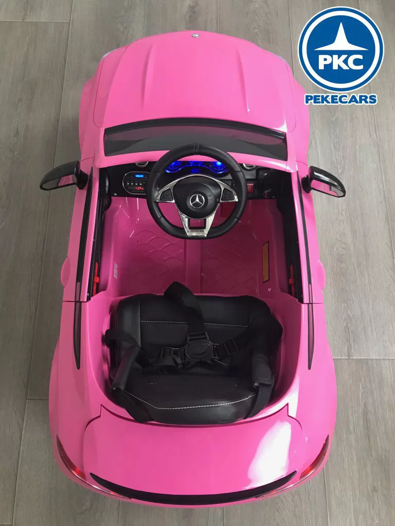 Coche eléctrico para niños Mercedes C63 Rosa vista picada 2