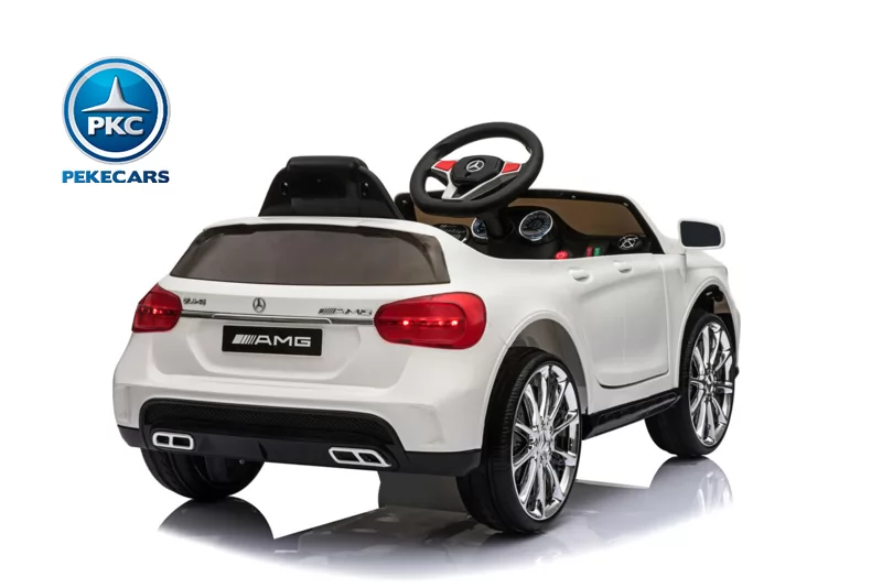 Coche eléctrico para niños mercedes GLA45 Blanco vista 3/4 atrás